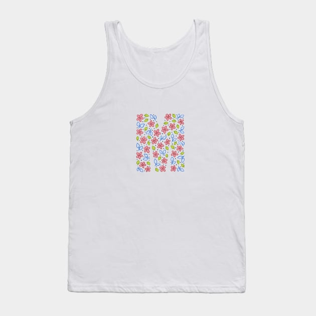 Floral Monogram Letter M - pink and blue Tank Top by SRSigs